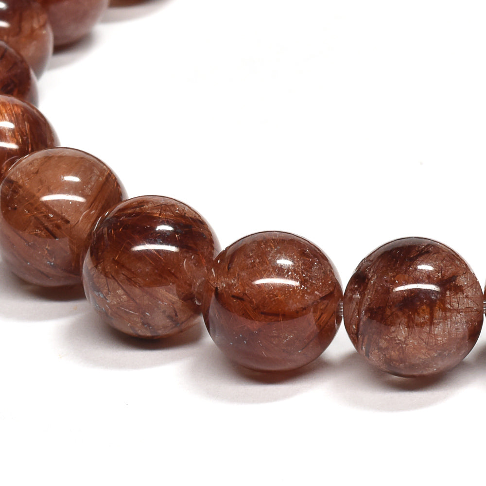 オレンジブラウンルチルクォーツ ブレスレット 9.5mm #RM096