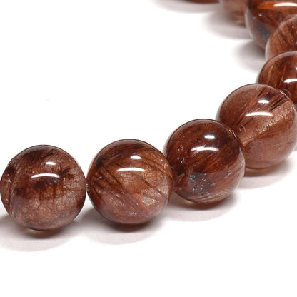 オレンジブラウンルチルクォーツ ブレスレット 9.5mm #RM096