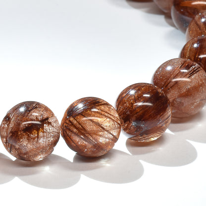 オレンジブラウンルチルクォーツ ブレスレット 9.5mm #RM096