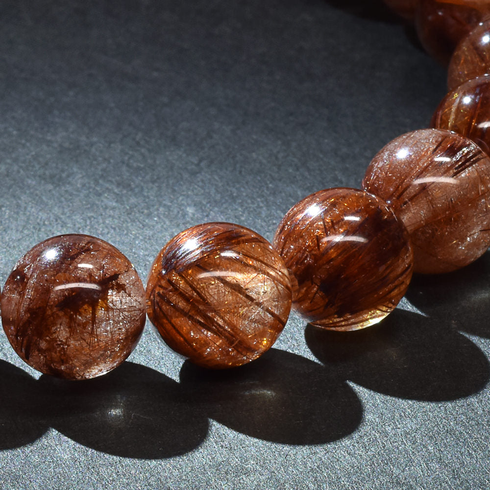 オレンジブラウンルチルクォーツ ブレスレット 9.5mm #RM096