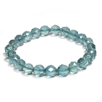 ブルーグリーンフローライト カットカットビーズ ブレスレット 8mm #RM111