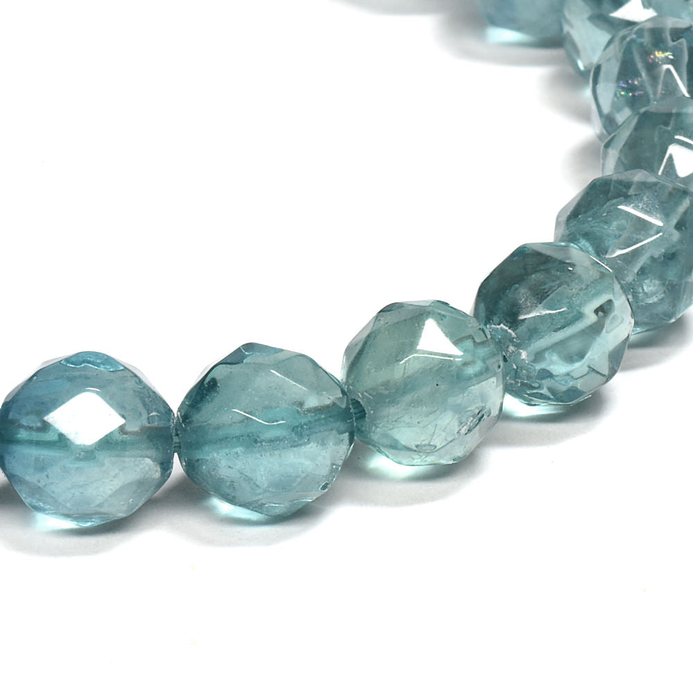 ブルーグリーンフローライト カットカットビーズ ブレスレット 8mm #RM111