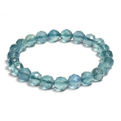 ブルーグリーンフローライト カットカットビーズ ブレスレット 8mm #RM112