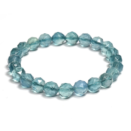 ブルーグリーンフローライト カットカットビーズ ブレスレット 8mm #RM112