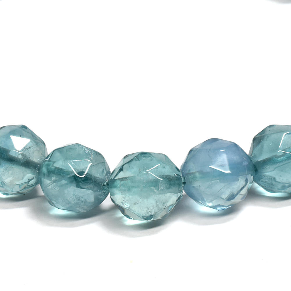 ブルーグリーンフローライト カットカットビーズ ブレスレット 8mm #RM112