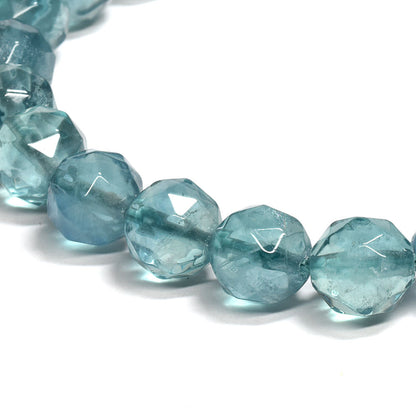 ブルーグリーンフローライト カットカットビーズ ブレスレット 8mm #RM112