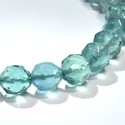 ブルーグリーンフローライト カットカットビーズ ブレスレット 8mm #RM112