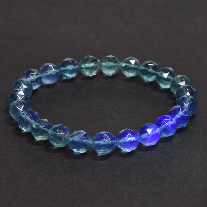 ブルーグリーンフローライト カットカットビーズ ブレスレット 8mm #RM112