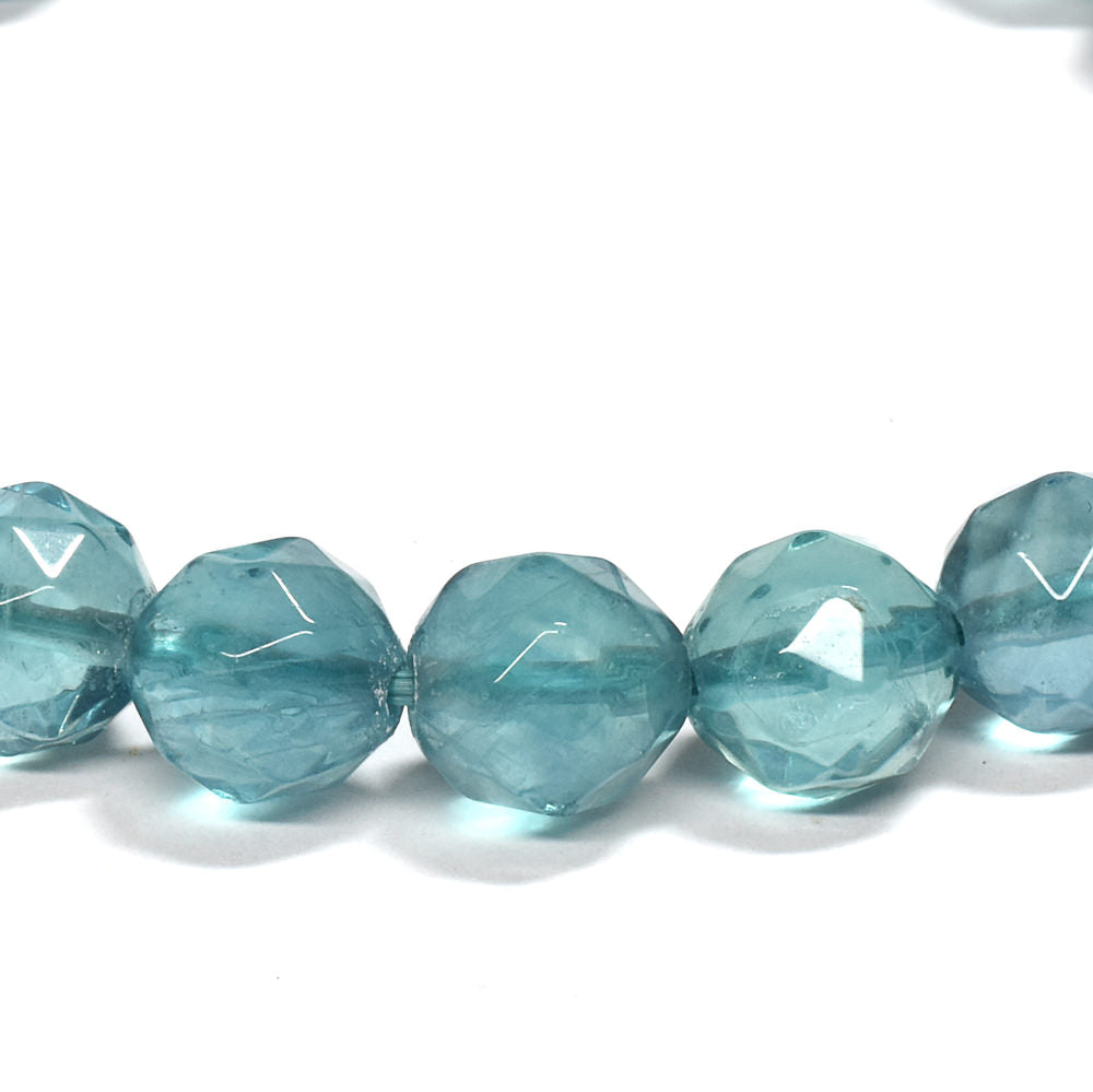 ブルーグリーンフローライト カットカットビーズ ブレスレット 8mm #RM113