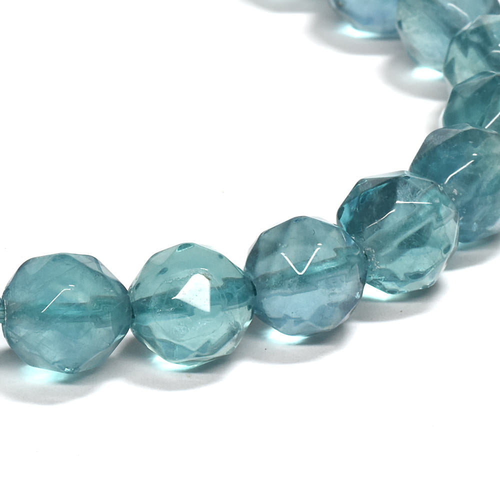 ブルーグリーンフローライト カットカットビーズ ブレスレット 8mm #RM113