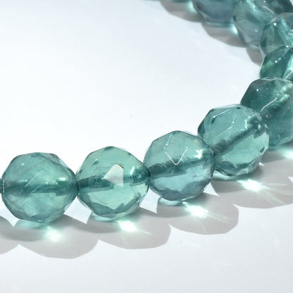 ブルーグリーンフローライト カットカットビーズ ブレスレット 8mm #RM113