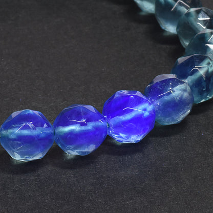 ブルーグリーンフローライト カットカットビーズ ブレスレット 8mm #RM113