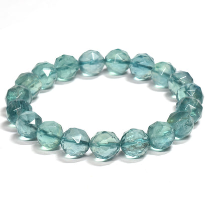 ブルーグリーンフローライト カットカットビーズ ブレスレット 9mm #RM114