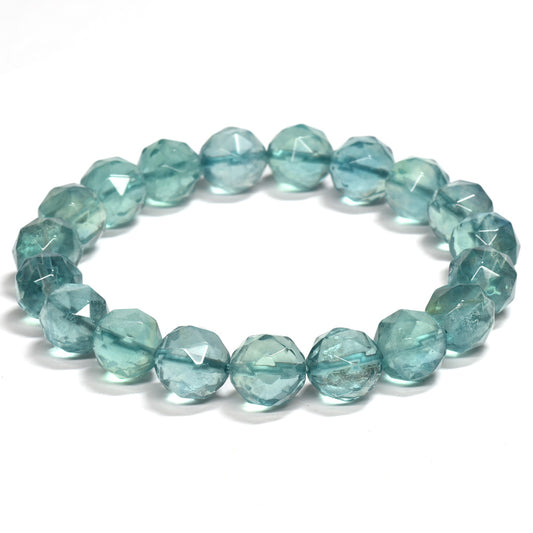ブルーグリーンフローライト カットカットビーズ ブレスレット 9mm #RM114
