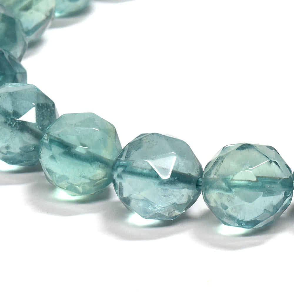 ブルーグリーンフローライト カットカットビーズ ブレスレット 9mm #RM114