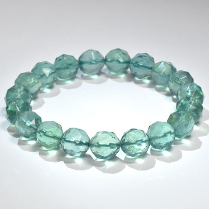ブルーグリーンフローライト カットカットビーズ ブレスレット 9mm #RM114
