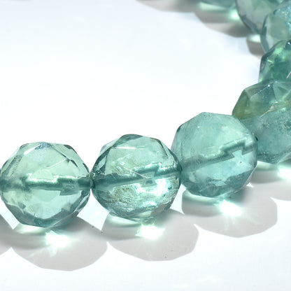 ブルーグリーンフローライト カットカットビーズ ブレスレット 9mm #RM114