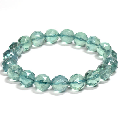 ブルーグリーンフローライト カットカットビーズ ブレスレット 9.5mm #RM115