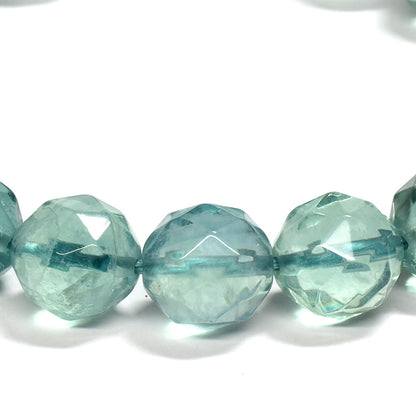 ブルーグリーンフローライト カットカットビーズ ブレスレット 9.5mm #RM115