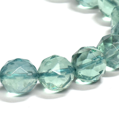ブルーグリーンフローライト カットカットビーズ ブレスレット 9.5mm #RM115
