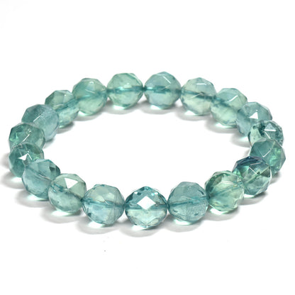 ブルーグリーンフローライト カットカットビーズ ブレスレット 9.5mm #RM116