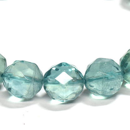 ブルーグリーンフローライト カットカットビーズ ブレスレット 9.5mm #RM116