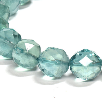 ブルーグリーンフローライト カットカットビーズ ブレスレット 9.5mm #RM116