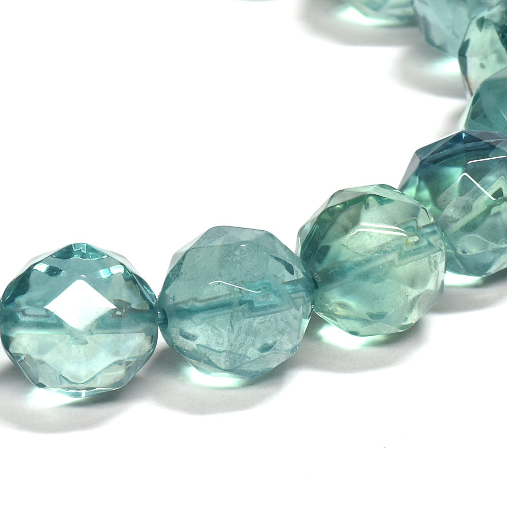 ブルーグリーンフローライト カットカットビーズ ブレスレット 9.5mm #RM116