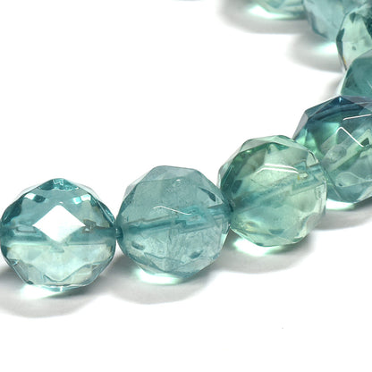 ブルーグリーンフローライト カットカットビーズ ブレスレット 9.5mm #RM116