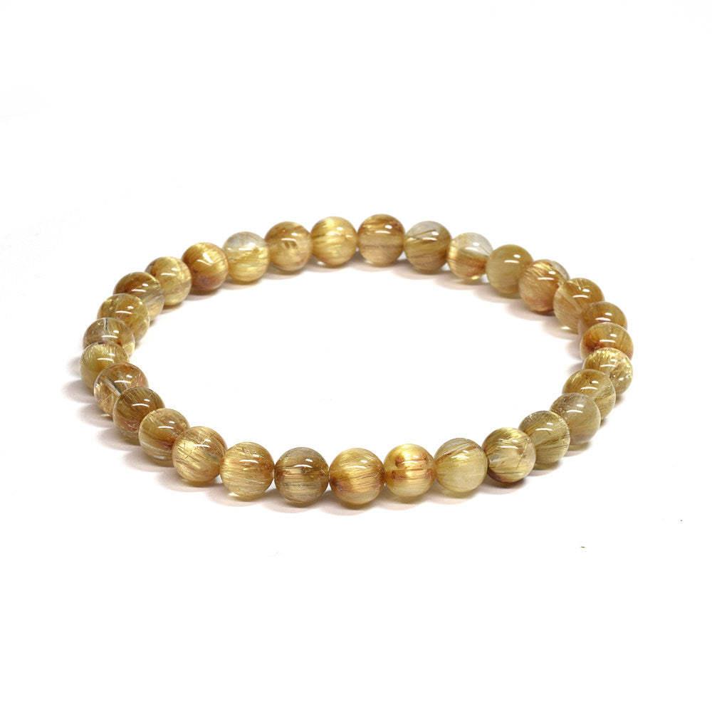 [鑑別付]キャッツアイルチルクォーツ ブレスレット 6.5mm #SA114