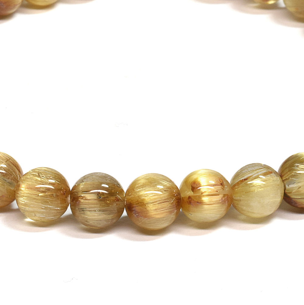 [鑑別付]キャッツアイルチルクォーツ ブレスレット 6.5mm #SA114