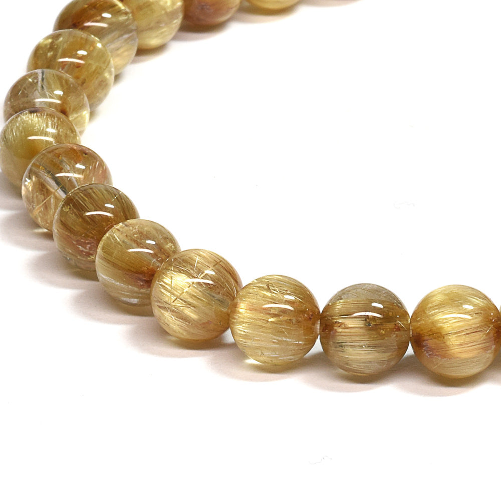 [鑑別付]キャッツアイルチルクォーツ ブレスレット 6.5mm #SA114