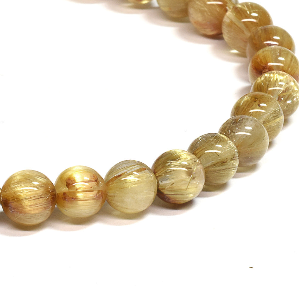 [鑑別付]キャッツアイルチルクォーツ ブレスレット 6.5mm #SA114