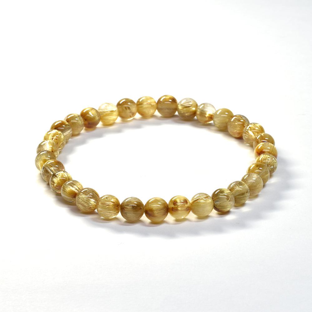 [鑑別付]キャッツアイルチルクォーツ ブレスレット 6.5mm #SA114