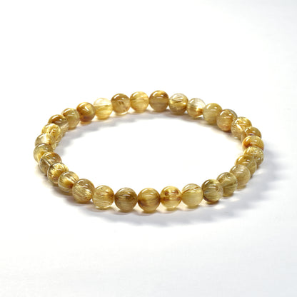 [鑑別付]キャッツアイルチルクォーツ ブレスレット 6.5mm #SA114