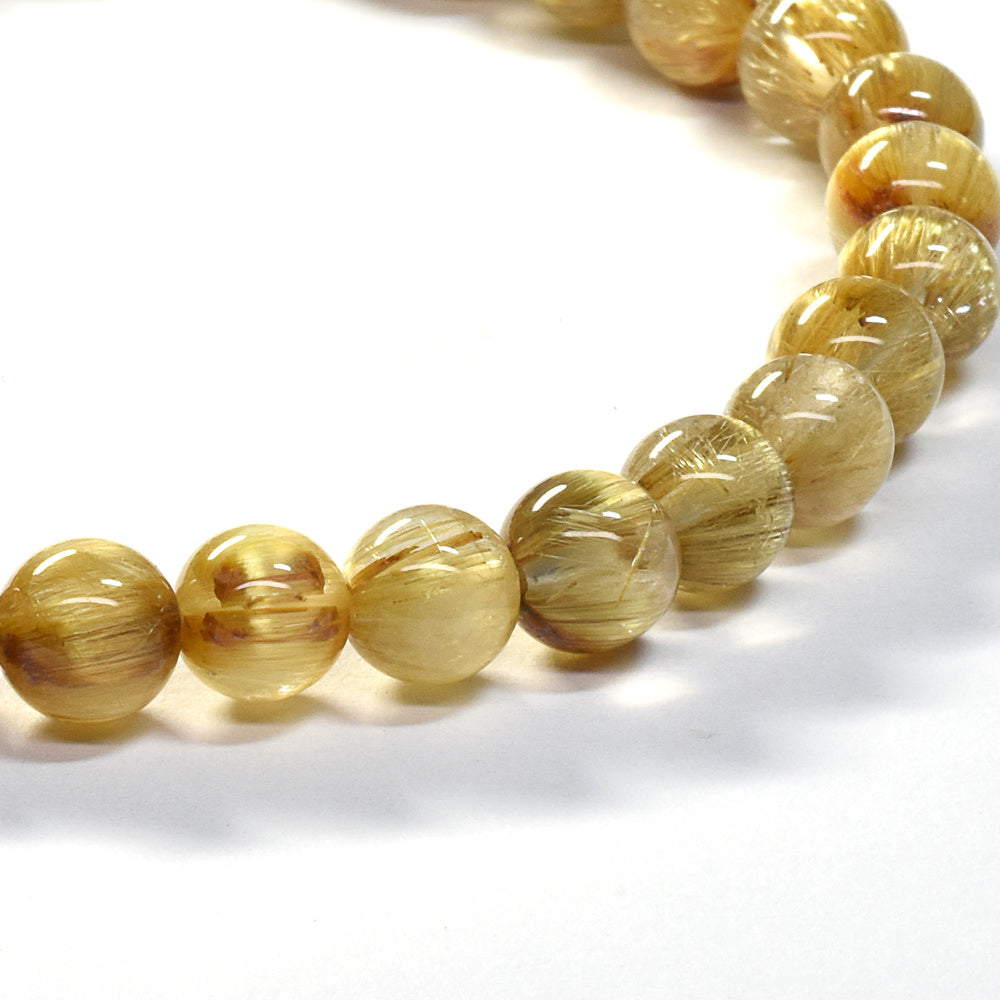 [鑑別付]キャッツアイルチルクォーツ ブレスレット 6.5mm #SA114
