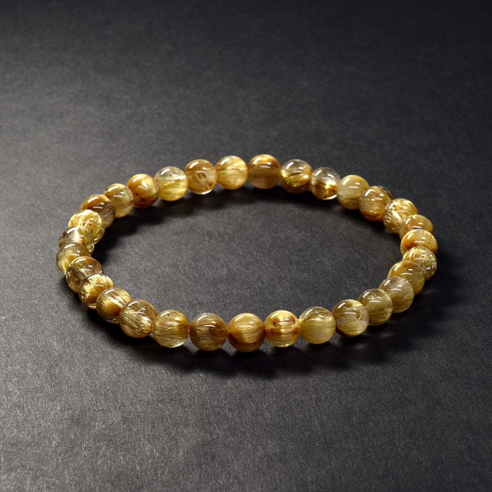 [鑑別付]キャッツアイルチルクォーツ ブレスレット 6.5mm #SA114