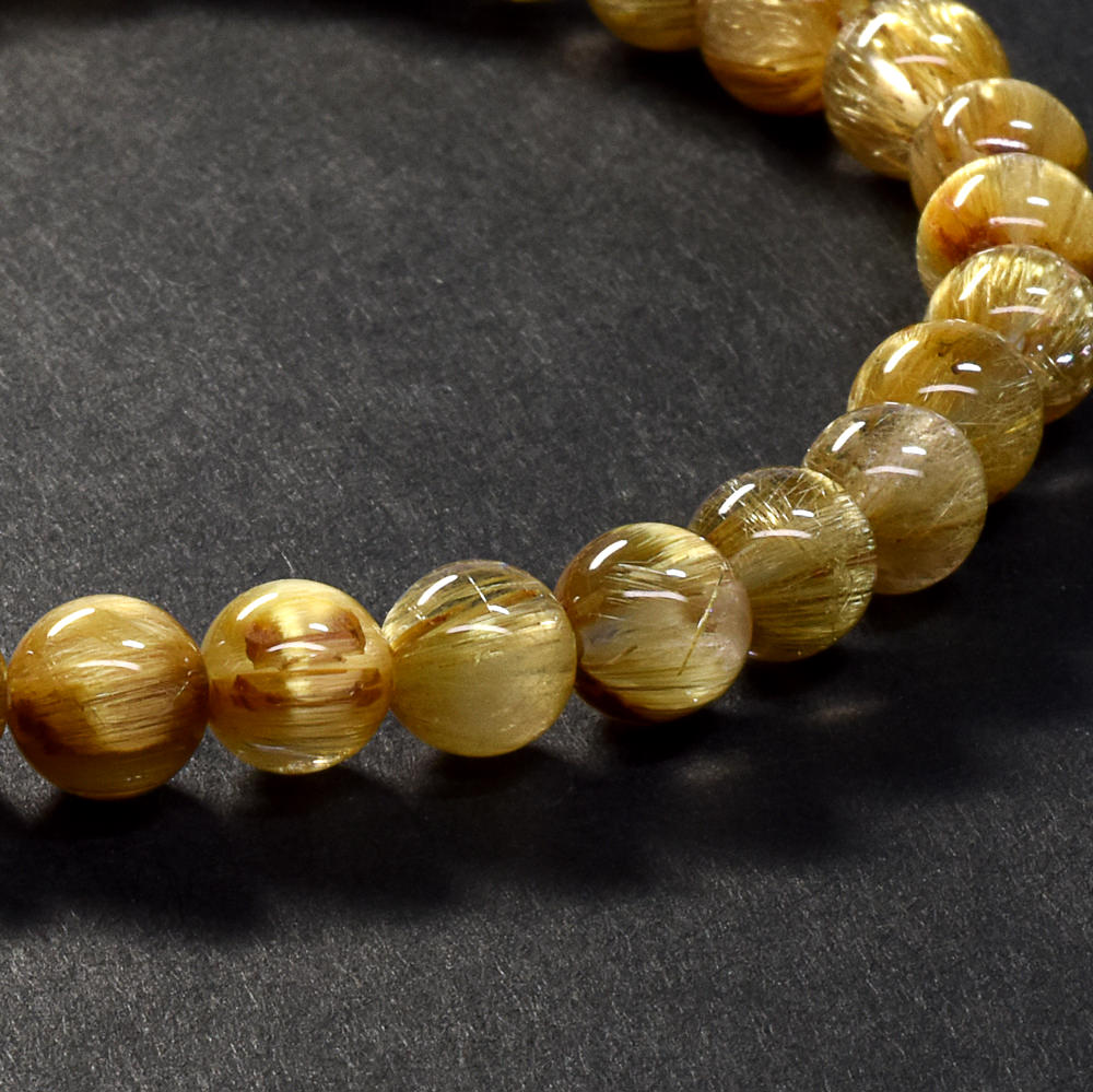 [鑑別付]キャッツアイルチルクォーツ ブレスレット 6.5mm #SA114