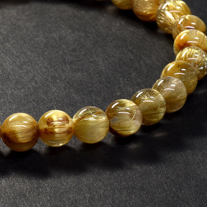 [鑑別付]キャッツアイルチルクォーツ ブレスレット 6.5mm #SA114