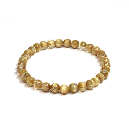 [鑑別付]キャッツアイルチルクォーツ ブレスレット 6mm #SA115