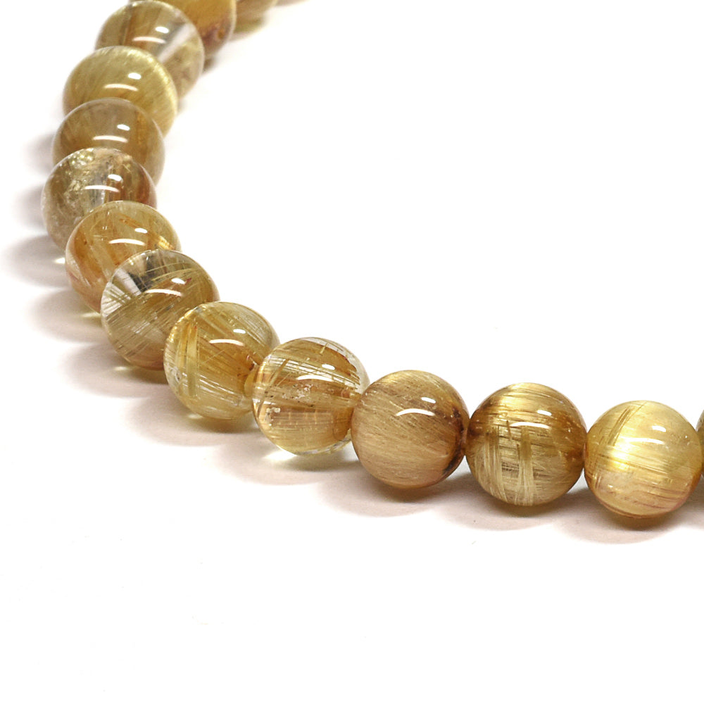 [鑑別付]キャッツアイルチルクォーツ ブレスレット 6mm #SA115