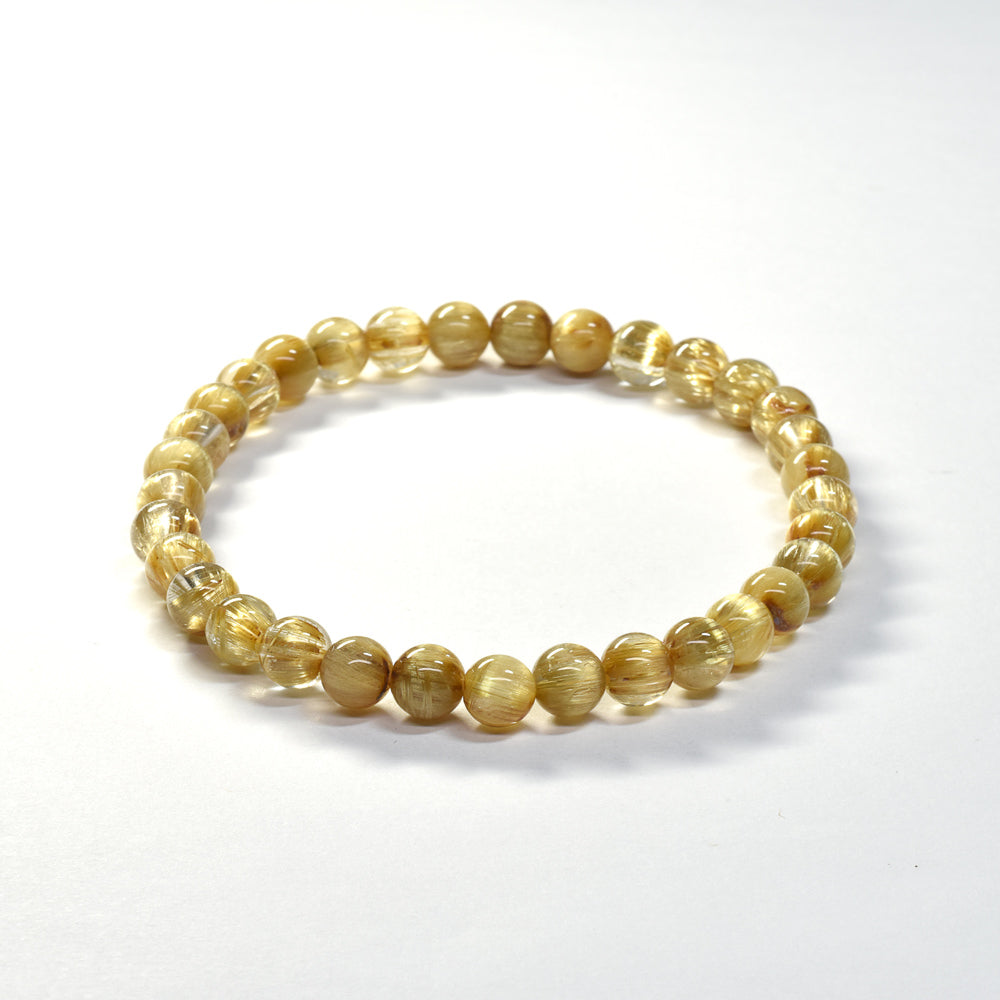 [鑑別付]キャッツアイルチルクォーツ ブレスレット 6mm #SA115