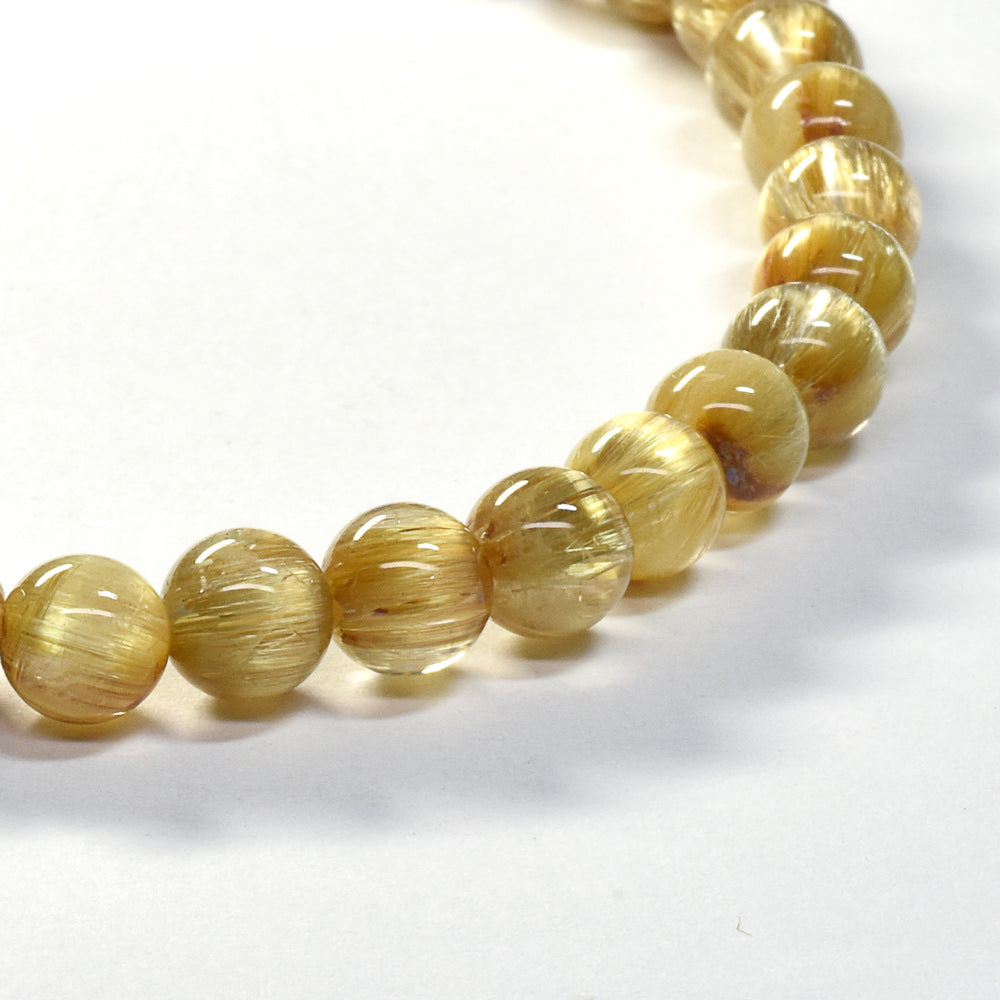 [鑑別付]キャッツアイルチルクォーツ ブレスレット 6mm #SA115