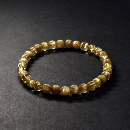 [鑑別付]キャッツアイルチルクォーツ ブレスレット 6mm #SA115