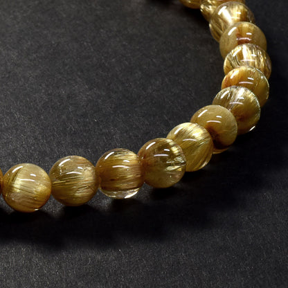 [鑑別付]キャッツアイルチルクォーツ ブレスレット 6mm #SA115