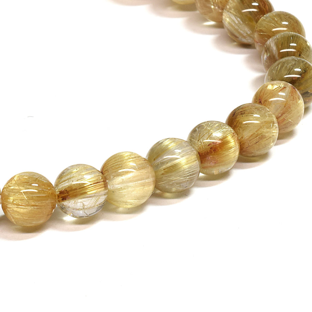 [鑑別付]キャッツアイルチルクォーツ ブレスレット 6-6.5mm #SA116