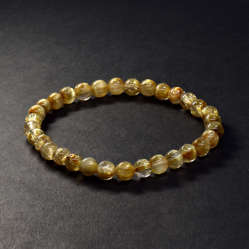 [鑑別付]キャッツアイルチルクォーツ ブレスレット 6-6.5mm #SA116