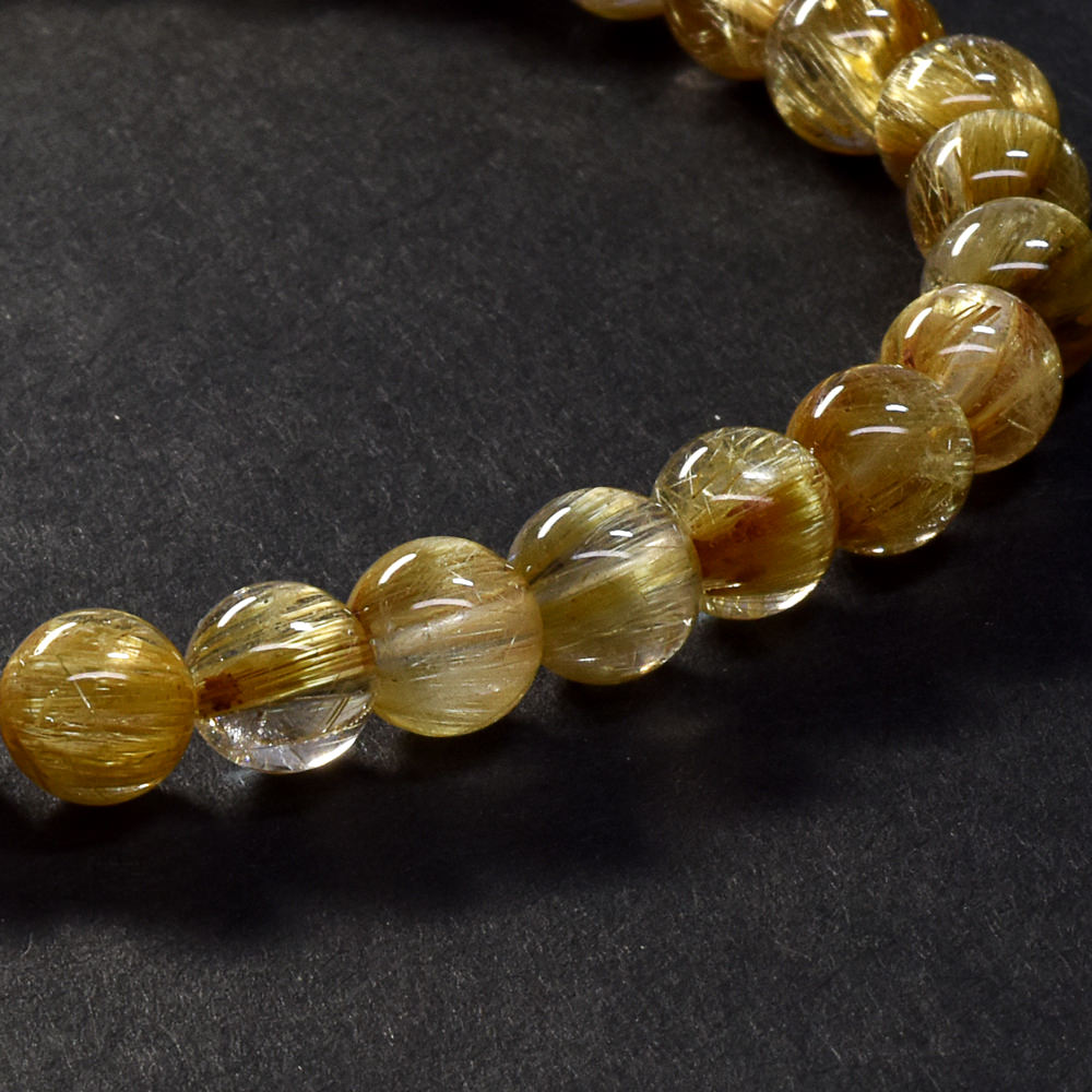 [鑑別付]キャッツアイルチルクォーツ ブレスレット 6-6.5mm #SA116