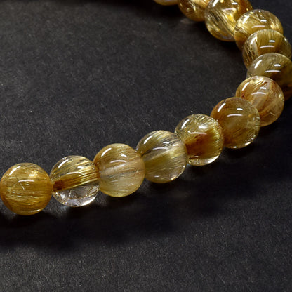 [鑑別付]キャッツアイルチルクォーツ ブレスレット 6-6.5mm #SA116
