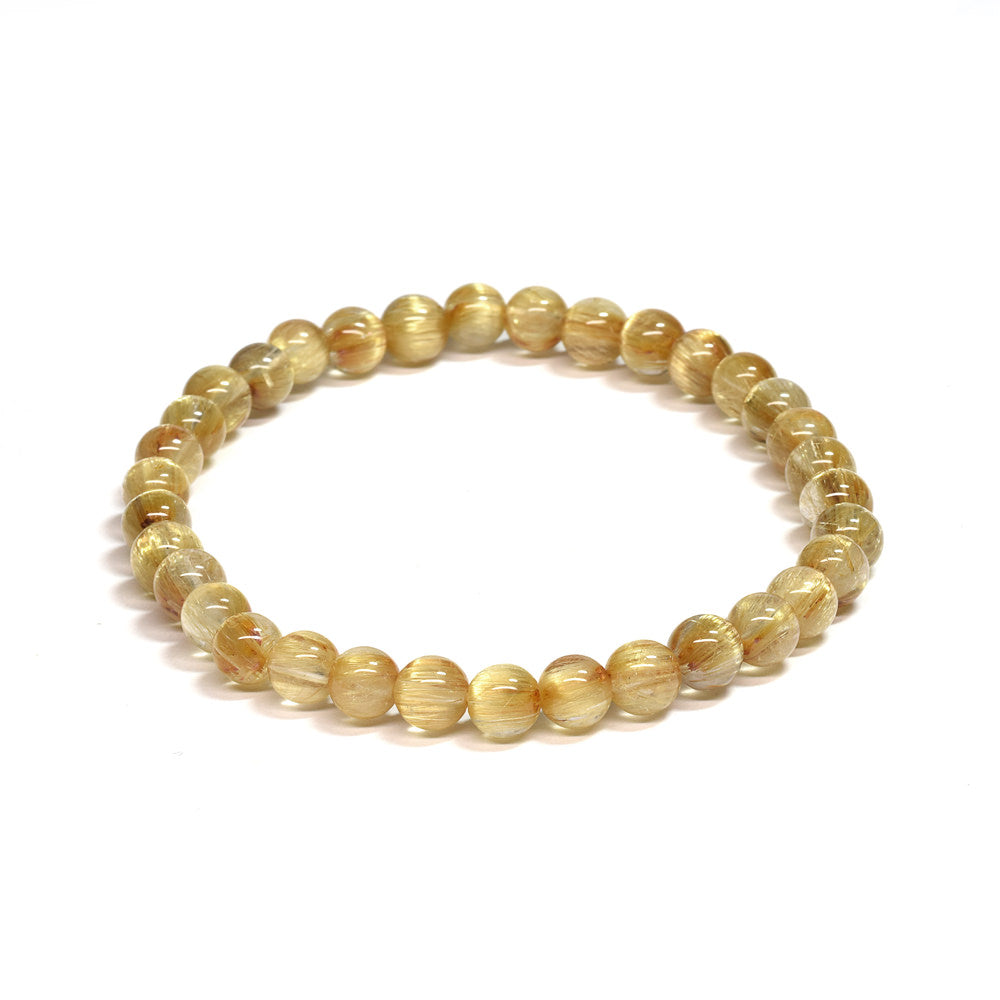 [鑑別付]キャッツアイルチルクォーツ ブレスレット 6mm #SA131
